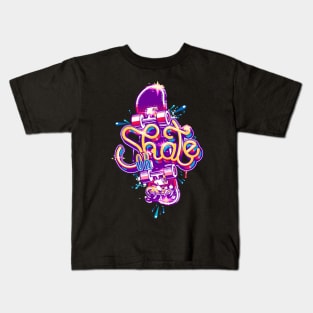 Neon Skate or Die Graphic Kids T-Shirt